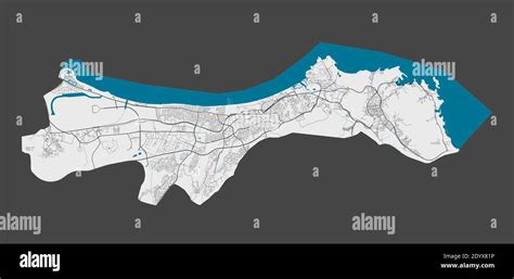 Muscat map. Detailed map of Muscat city administrative area. Cityscape ...