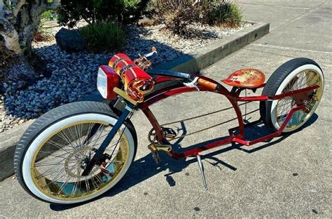 Pin By A L On Beach Cruiser Stretch Cruiser Lowrider Tretharl Custom Bicycle Custom Moped