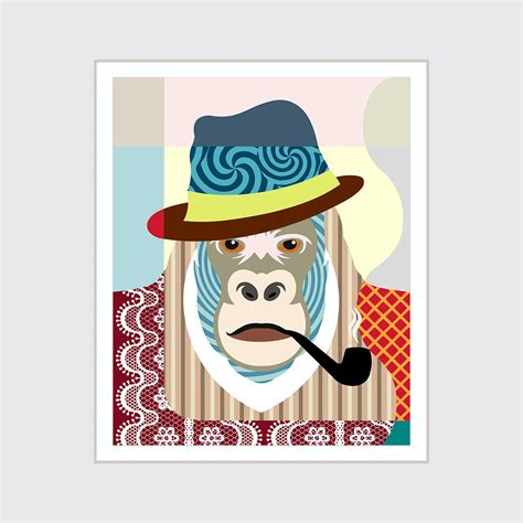 Gorilla Wall Art Painting Decor, Jungle Animal Print Portrait