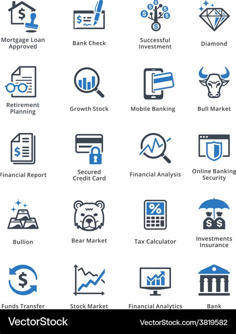 Personal Finance Icons Set 1 Blue Series Vector Image