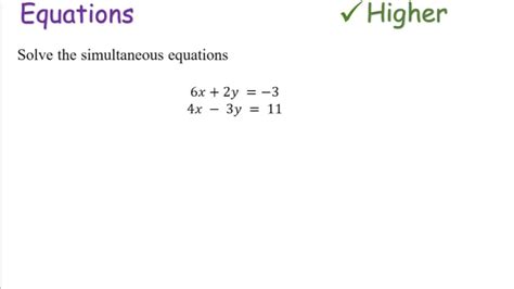 Linear Simultaneous Equations Foundation And Higher Gcse