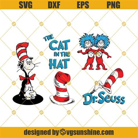 Dr Seuss Svg Bundle The Cat In The Hat Svg Thing 1 Thing 2 Svg Dr Seuss Hat Svg Dr Seuss Svg