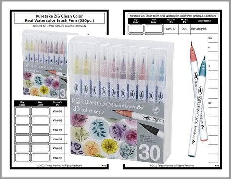 Swatch Form Color Chart For Kuretake Zig Clean Color Real Etsy Canada