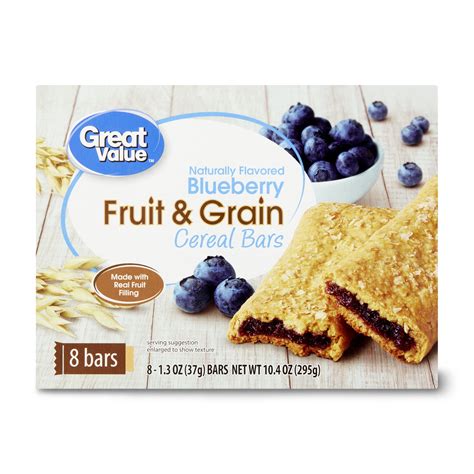 Great Value Fruit And Grain Cereal Bars Blueberry 8 Ct 13 Oz