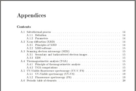 Appendices Make A Table Of Contents For Appendix Only Article Tex