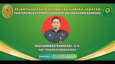 PELANTIKAN DAN PENGAMBILAN SUMPAH JABATAN PANITERA MUDA PERMOHONAN