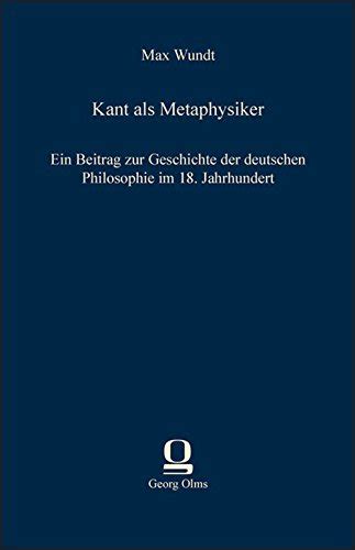 Kant Metaphysiker Beitrag Geschichte Von Wundt Max ZVAB