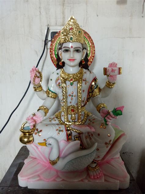 White Painted Marble Maa Gayatri Statue Size Size 2 Feet At Rs 45000