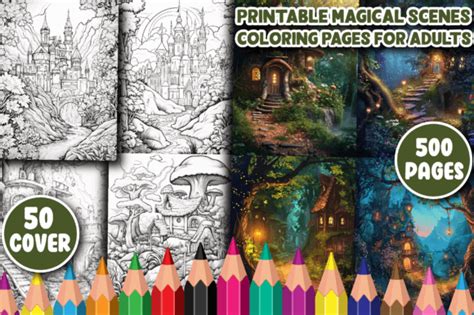 500 Printable Magical Scenes Color Pages Graphic by Printable Crafts ...