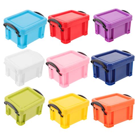 9Pcs Small Containers with Lids Colored Plastic Box Small Storage Box ...