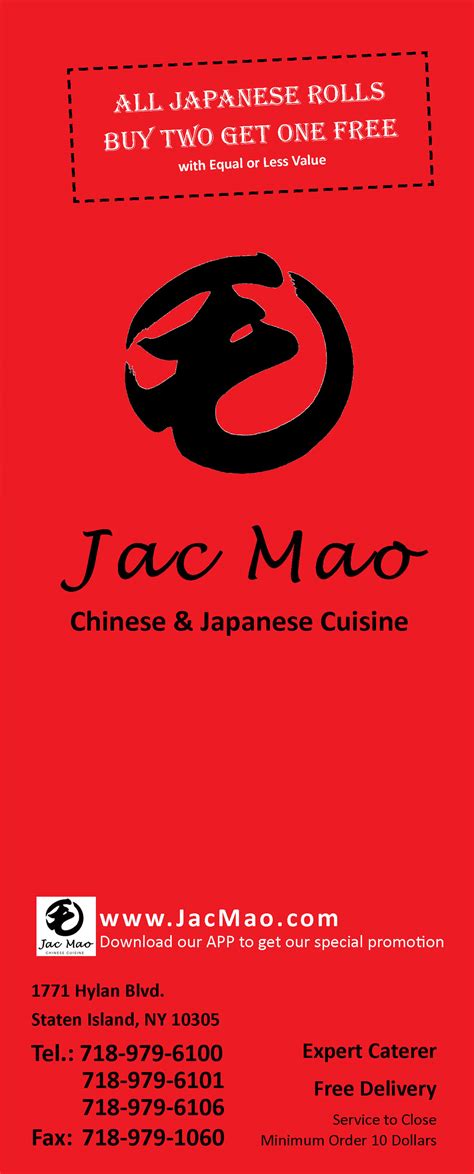 Jac Mao Menu Delicious Chinese And Japanese Restaurant