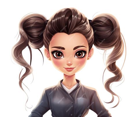 Premium Photo | Cartoon Girl With Long Hair and Ponytail