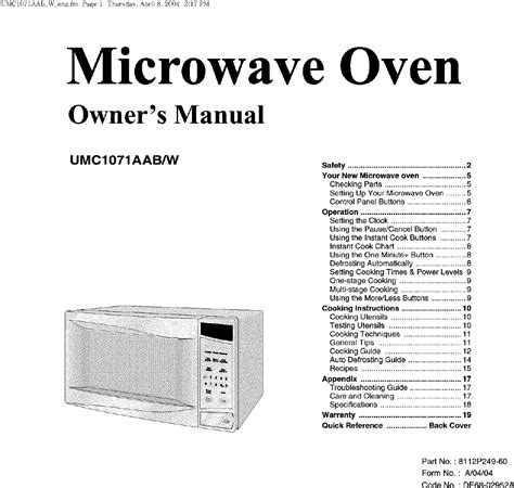 Maytag Countertop Microwave Manual L