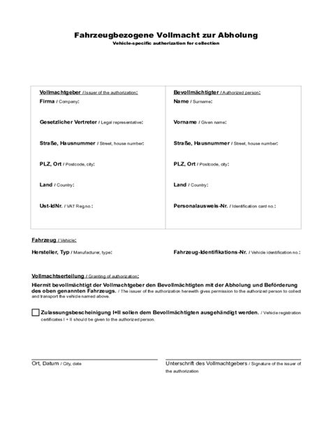 Fahrzeugbezogene Vollmacht Fill Out Sign Online Dochub