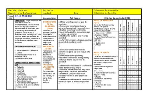 Ejemplo Plan De Cuidado