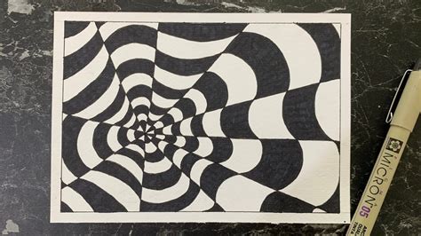 Easy Op Art Circus Tent Illusion Art Zentangle Patterns Doodle