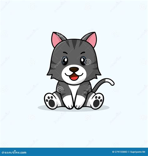 Vector Cute Baby Cat Cartoon Sitting Icon Illustration Stock Image