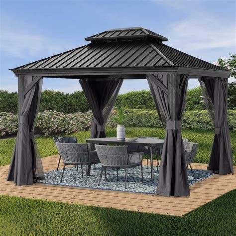 Abccanopy Hardtop Gazebo 10x12 Outdoor Metal Hard Top Gazebo Permanent