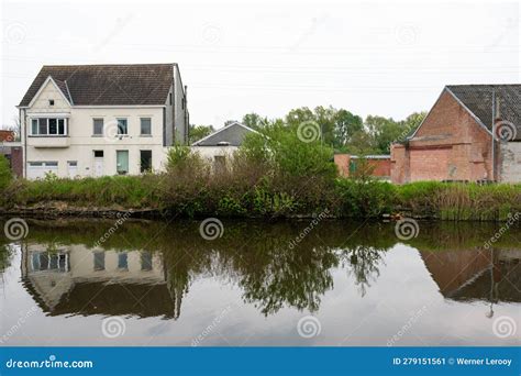 Dendermonde East Flanders Belgium Houses Reflecting In The Calm