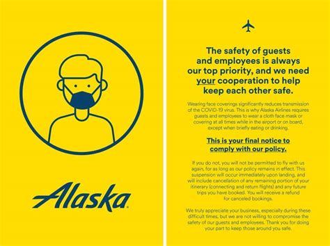 Alaska Airlines Strengthens Face Covering Policy: No Mask, No Travel ...