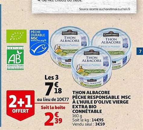 Offre Thon Albacore Pêche Responsable Msc à L huile D olive Vierge