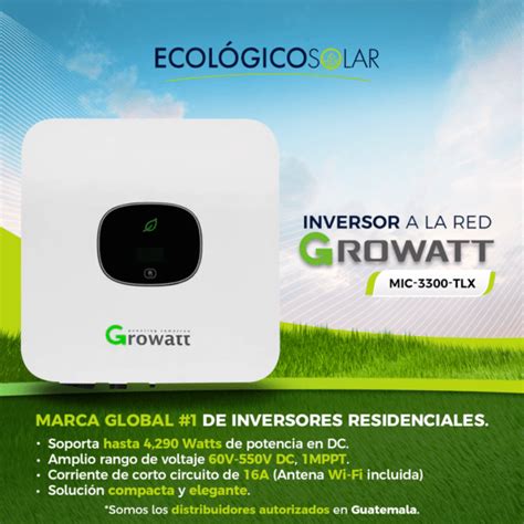 Growatt Gwmic Kw Inversor A La Red Mic Tl X Ecol Gico Solar