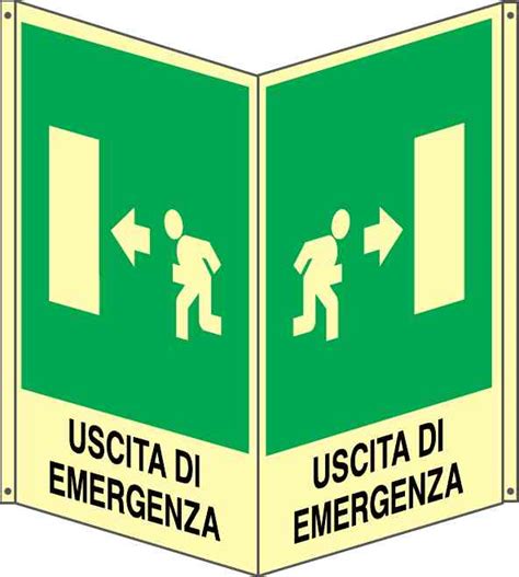 Cartello Alluminio Bifacciale Luminescente X Cm Uscita Di Emergenza