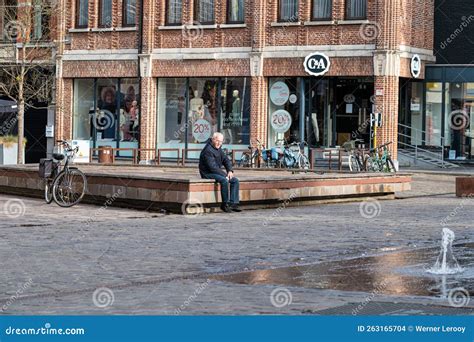 Aarschot Flemish Brabant Belgium Historical Facades And People At