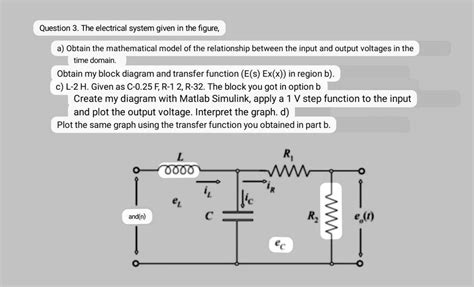 Solved Question 3 The Electrical System Given In The Figure A Obtain The Mathematical Model Of