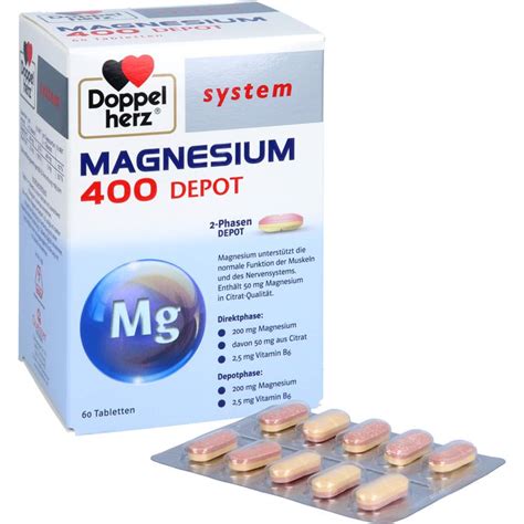 DOPPELHERZ Magnesium 400 Depot system Tabletten 60 St günstig bei