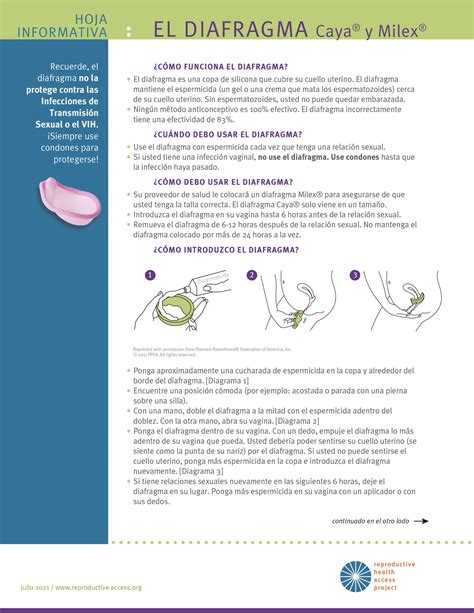 Diaphragm User Guide Reproductive Health Access Project Store