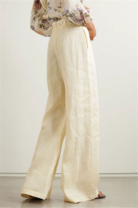 Zimmermann Belted Linen Wide Leg Pants The Outnet