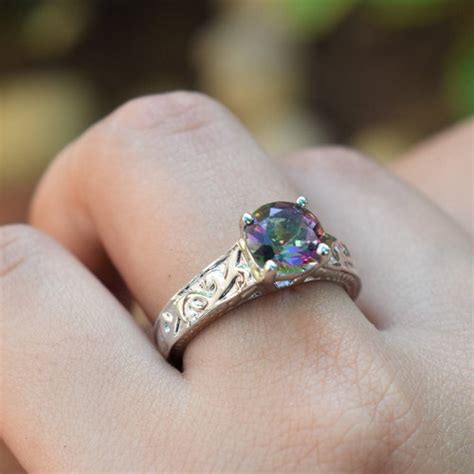 Mystic Fire Topaz 925 Sterling Silver Ladies Ring Sr362 Etsy