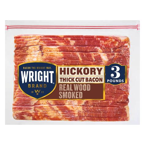 Wright Brand Thick Sliced Hickory Smoked Bacon Lb Walmart