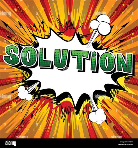 Solution Comic Book Style Word On Abstract Background Stock Vector