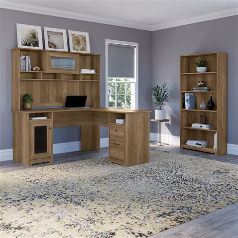 Bush Furniture Cabot W L Shaped Computer Desk With Hutch A