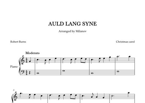 Auld Lang Syne In C Piano Easy Christmas Carol Original Rhythm Arr Milanov By Christmas Carol