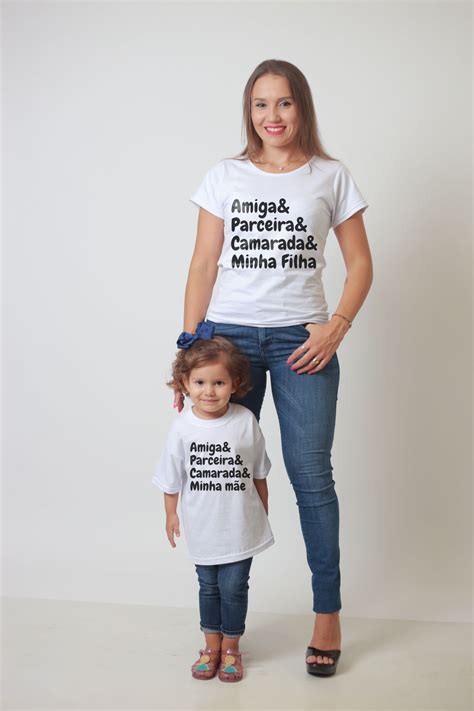 MÃE E FILHA Kit 02 Peças T Shirts Amiga e Companheira Branco