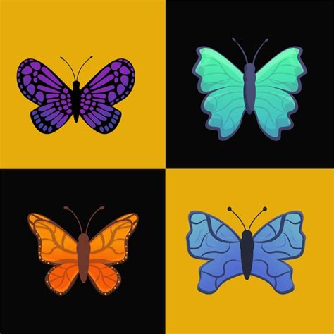 Premium Vector Vector Cute Butterfly Cartoon Set