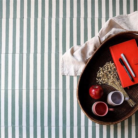 Green Stripes Encaustic Cement Tile Otto Tiles Design