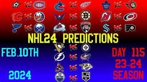 Nhl 24 Predictions Day 115 February 10th 2024 Youtube