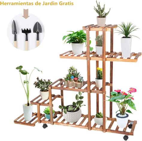 Soporte De Madera Para Flores 5 Niveles Estantería Para Flores