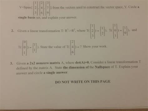 Solved Given A Linear Transformation T R 3 Rightarrow R 2