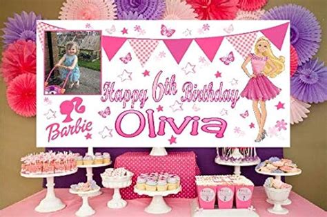 Personalized Barbie Birthday Backdrop Banner 4ft X 5ft