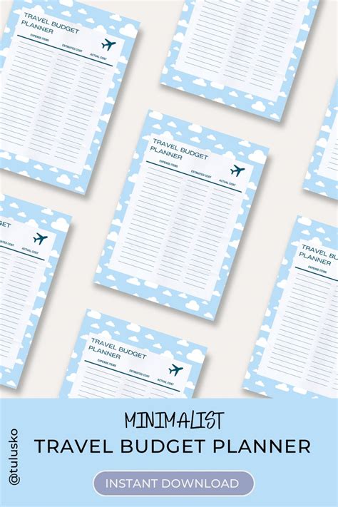 Travel Budget Planner Printable Trip Budget Itinerary Vacation - Etsy