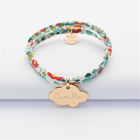 Bracelet Liberty Enfant Personnalis Pr Nom M Daille Grav E Nuage Plaqu Or