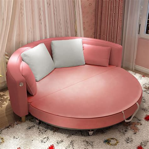 Pink Round Convertible Sofa Bed Full Sleeper Sofa Homary Full