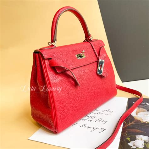 Hermes 愛馬仕 Kelly 28cm Q5 胭脂紅 銀釦 Tc 凱莉包 二用包 肩背包 手提包｜popchill 拍拍圈