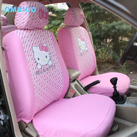 1Set/10Pcs Cute Hello Kitty Comfortable Pink Car Seat Covers Car ...