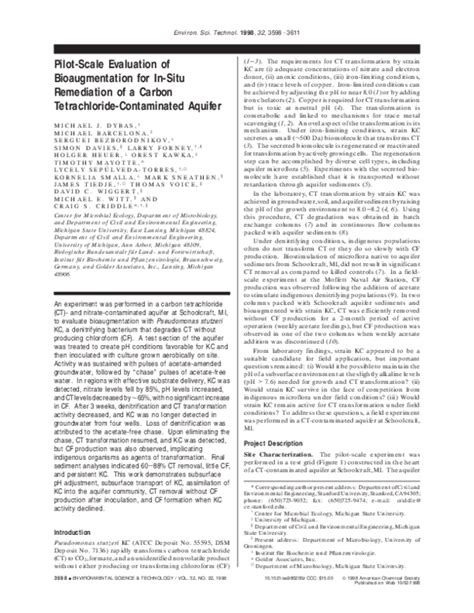 Pdf Pilot Scale Evaluation Of Bioaugmentation For In Situ Remediation